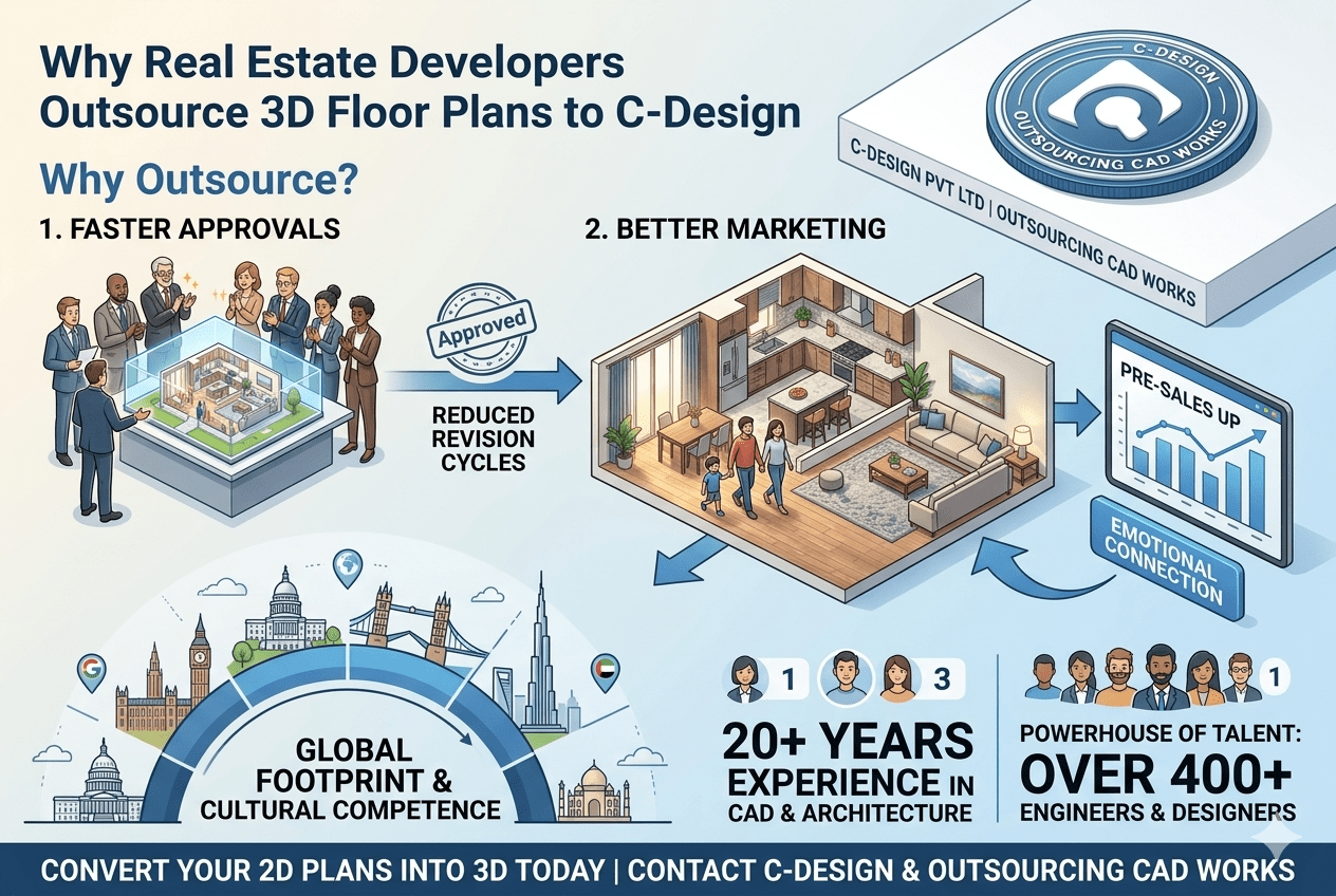 Why Real Estate Developers Outsource 3D Floor Plans to C-Design:
